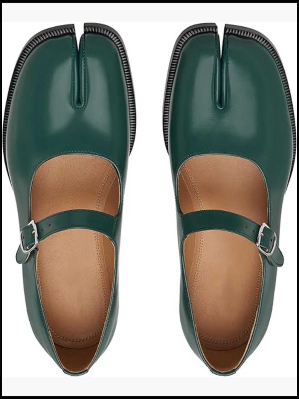 Split Toe Mary Jane Flats Chunky Low Heel Tabi Shoes Japanese Ninja Style